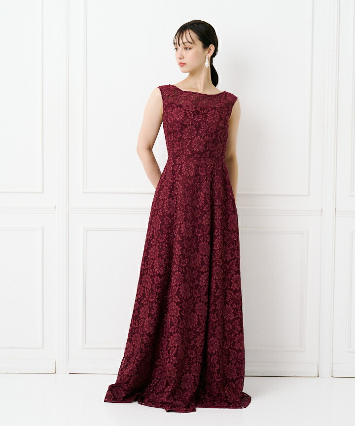 楽天市場】【10%OFFクーポン☆3/2 9:59まで】ラメレースロングドレス