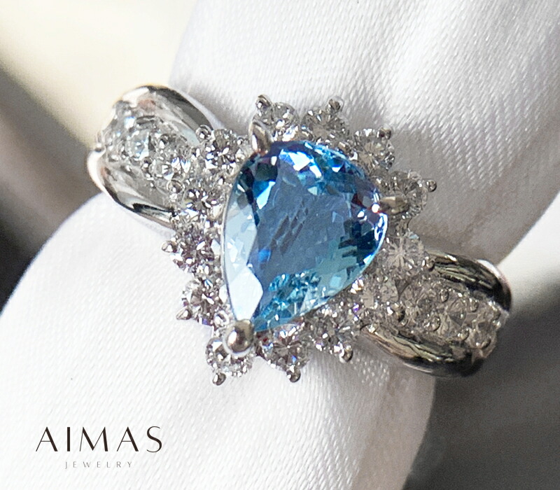 楽天市場】アクアマリン 1.09ct ダイヤモンド リング 12.5号 PT900
