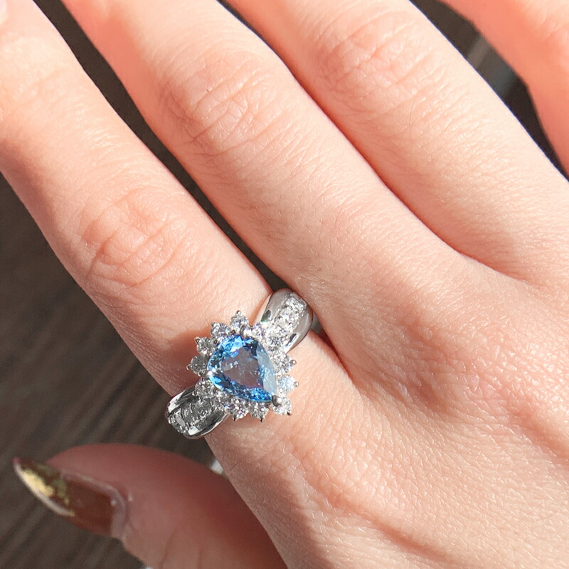 楽天市場】アクアマリン 1.09ct ダイヤモンド リング 12.5号 PT900