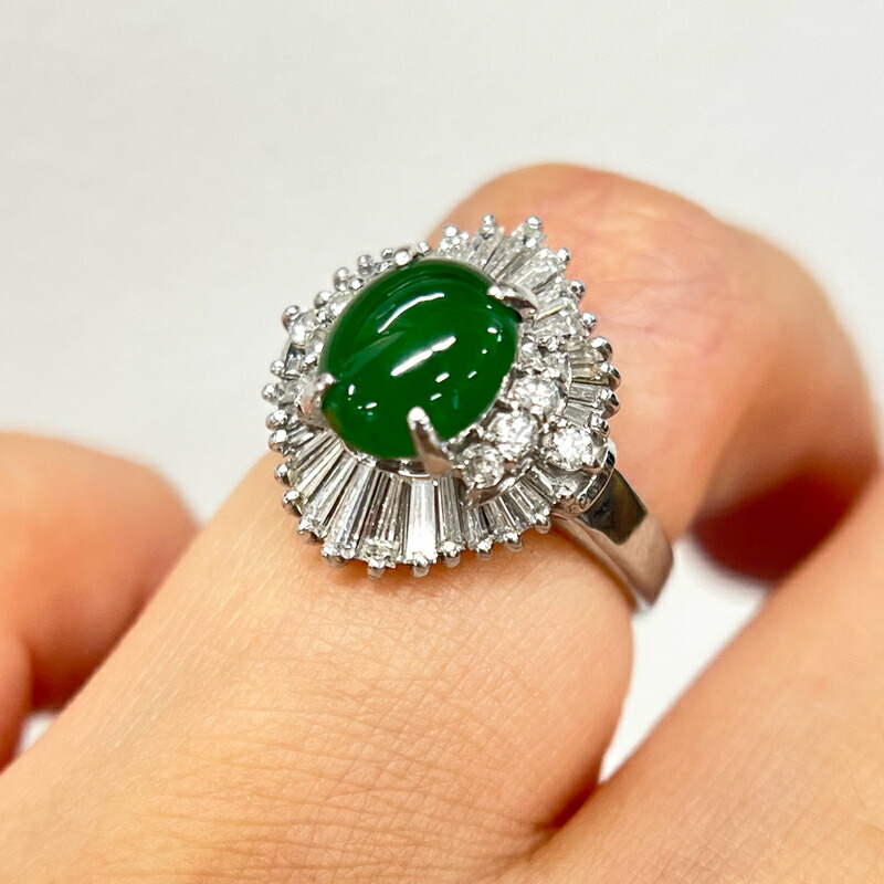 楽天市場】翡翠 1.67ct リング 9号 PT900 プラチナ 指輪 ダイヤモンド