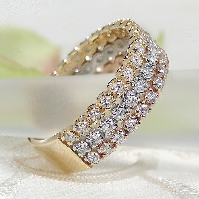 楽天市場】Pt900/K18YG/PG【1.0ct】トリプルカラー ダイヤモンド