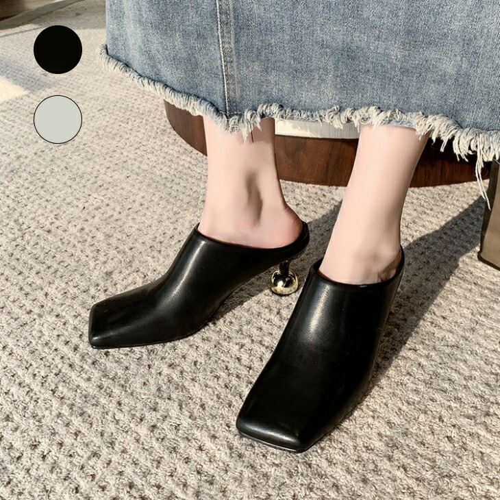 楽天市場】【半額クーポン対象】スクエアトゥ 変形ヒール ミュール