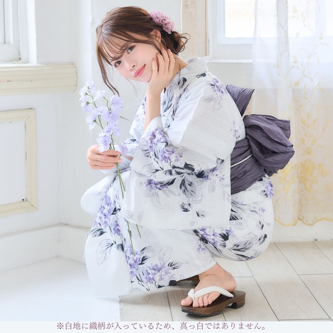 楽天市場】レディース 浴衣 4点set 4点セット 白地 あじさい 花柄