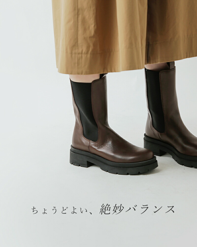 楽天市場】eness エネス レザー サイドゴア ミドル チェルシー ブーツ