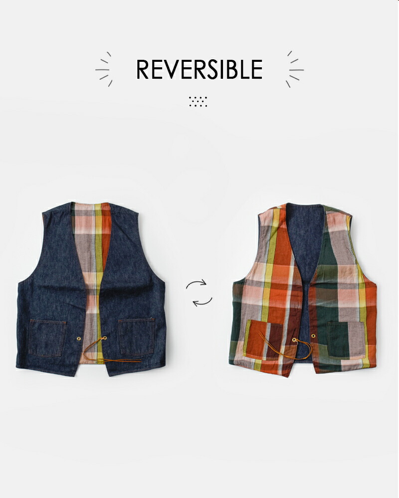 楽天市場】or slow オアスロウ ヒッピーズ リバーシブル デニム ベスト