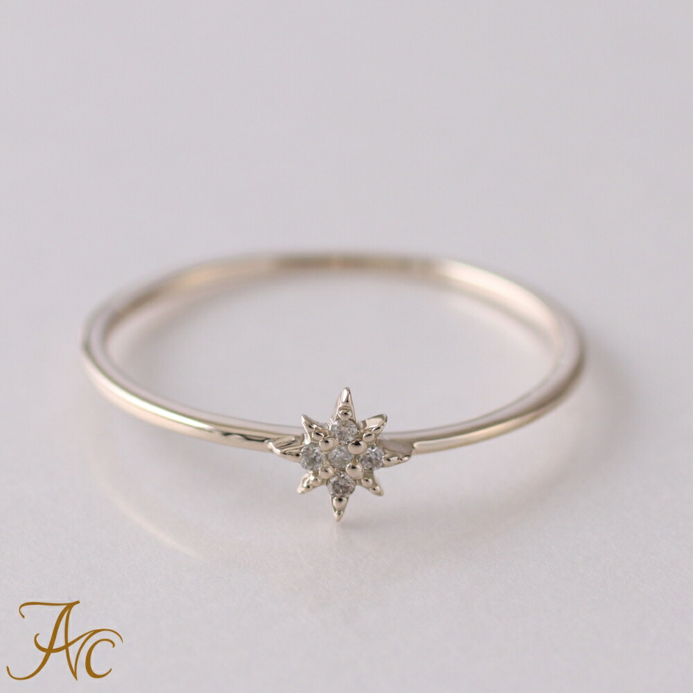 楽天市場】≪1年保証付き≫星 ダイヤモンド リング スター K10プッシュ