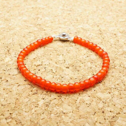 楽天市場】極小玉 ビーズブレスレット オレンジ（橙色）ブレスレット