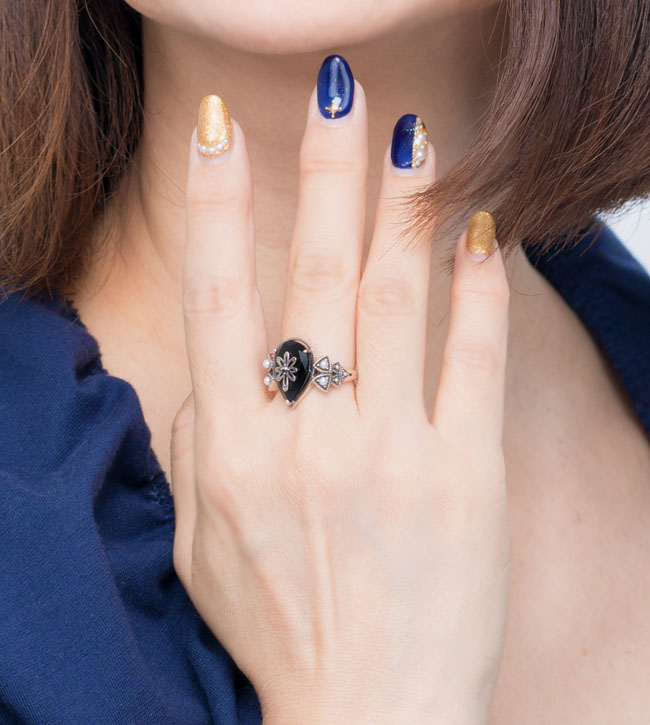 楽天市場】パール オニキス マーカサイト シルバー リング 指輪 silver