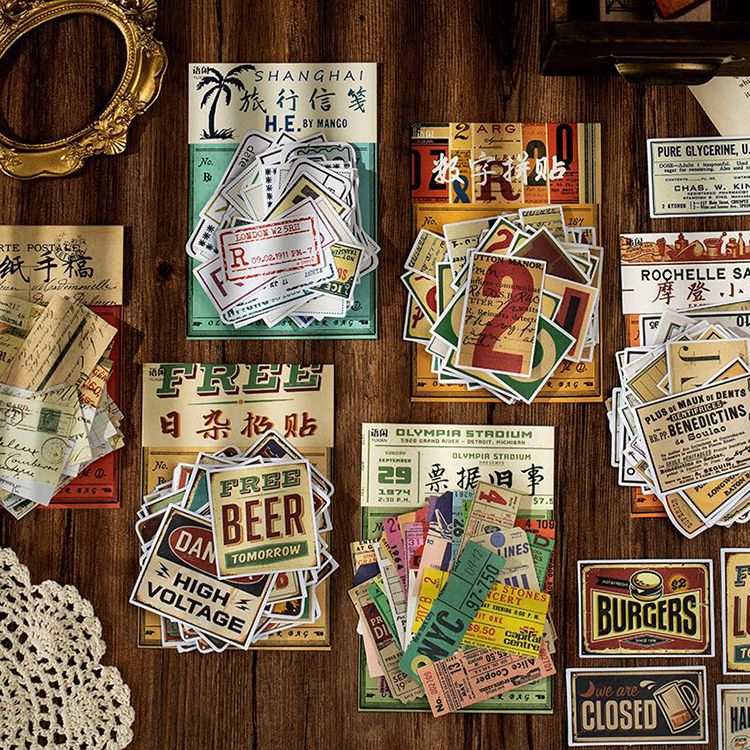 楽天市場】即日出荷 ヴィンテージステッカー 海外シール 60枚 フレーク