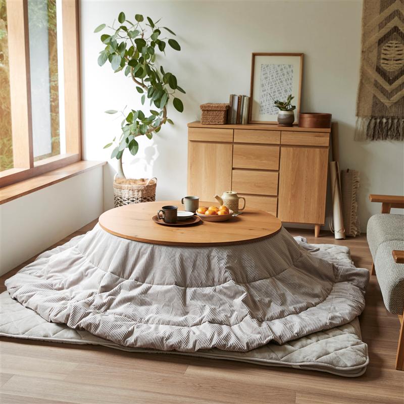 ヒーターが選べる年中使えるデザインにこだわった円形こたつ Bタイプ