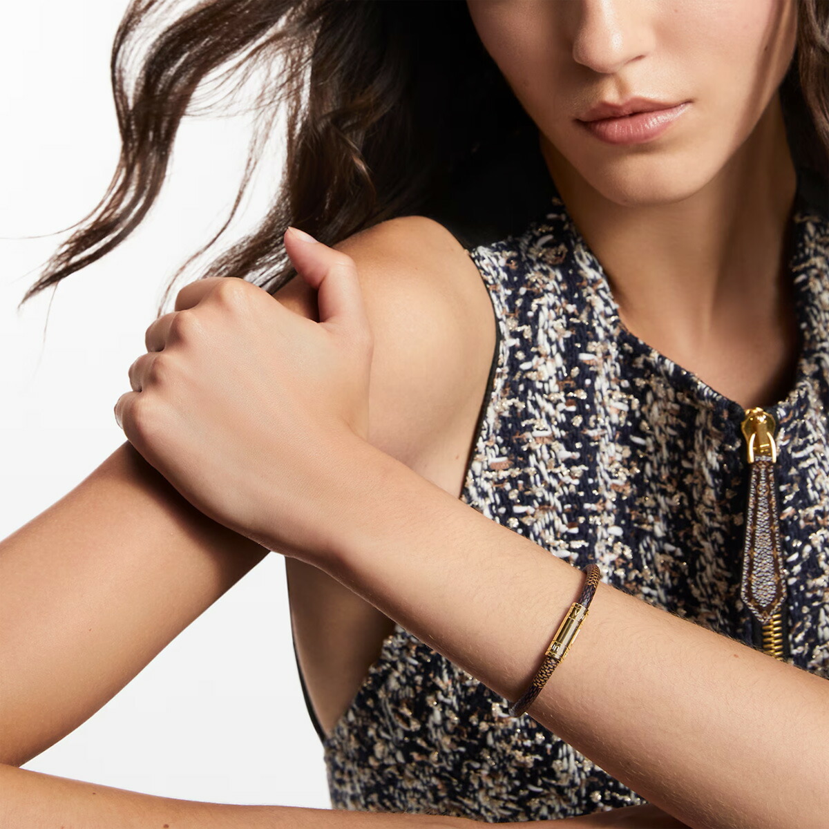 LOUIS VUITTONダミエアンフィニ ブラスレループイット2連ブレスレット