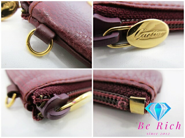 楽天市場】カルティエ Cartier ポーチ ボルドー レザー ロゴ 小物入れ