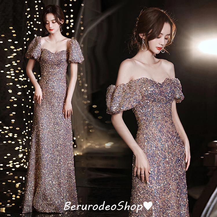 楽天市場】イブニングドレス スパンコール キラキラドレス 素敵 キレイ