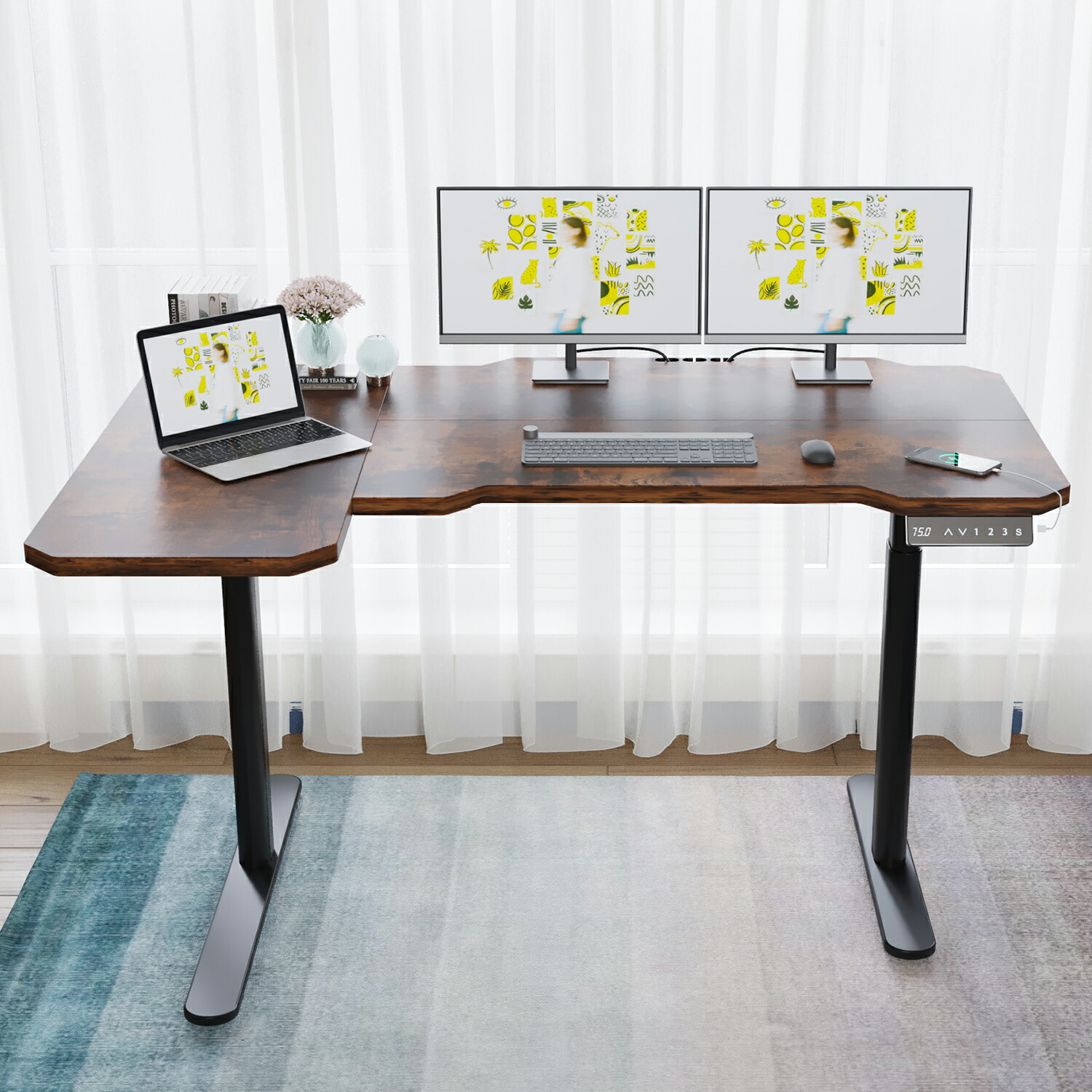 楽天市場】bilbil 昇降デスク 電動 パソコンラック150CM×101CM