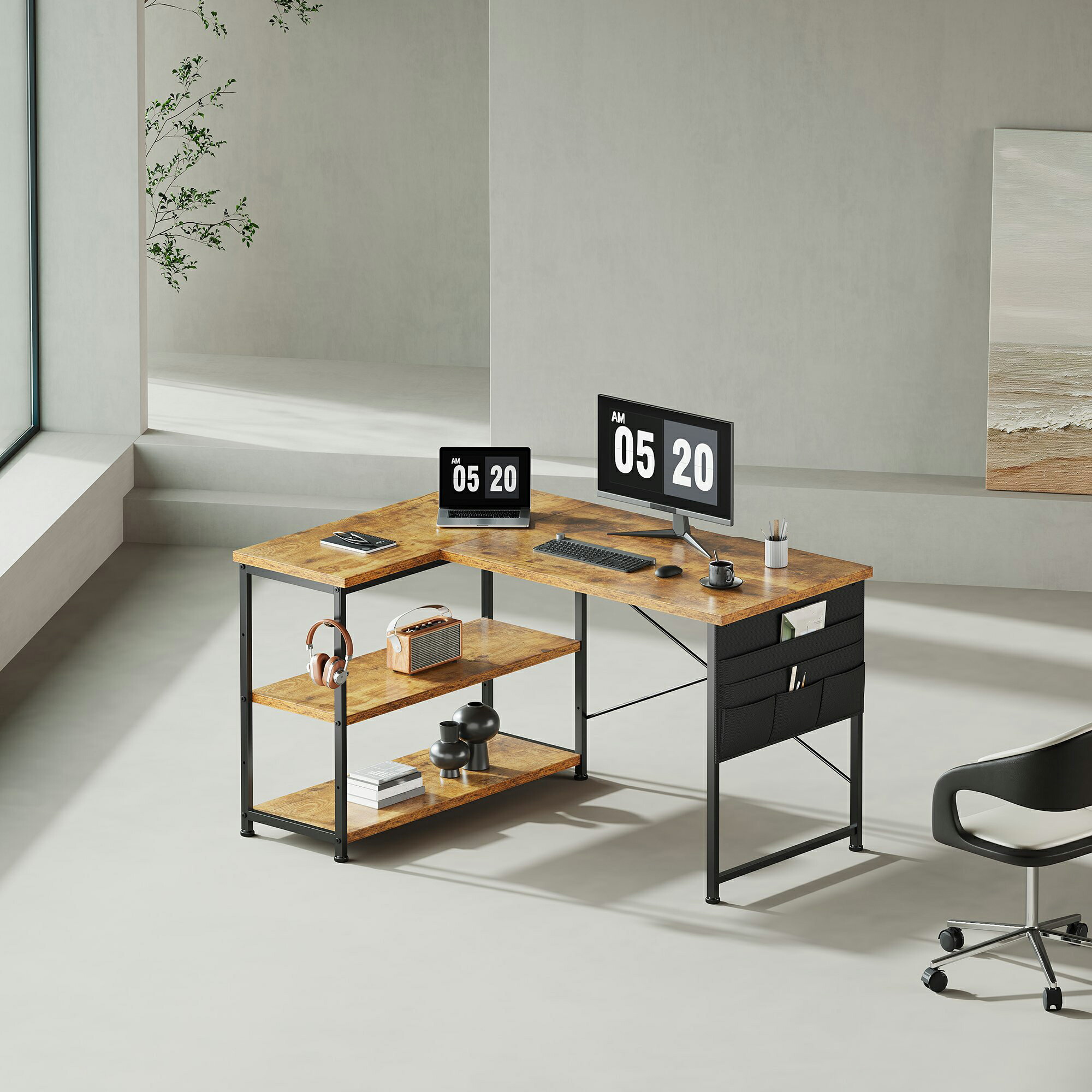 楽天市場】YeTom l字デスク 机 pcデスク ゲーミングデスク 右棚左棚 幅