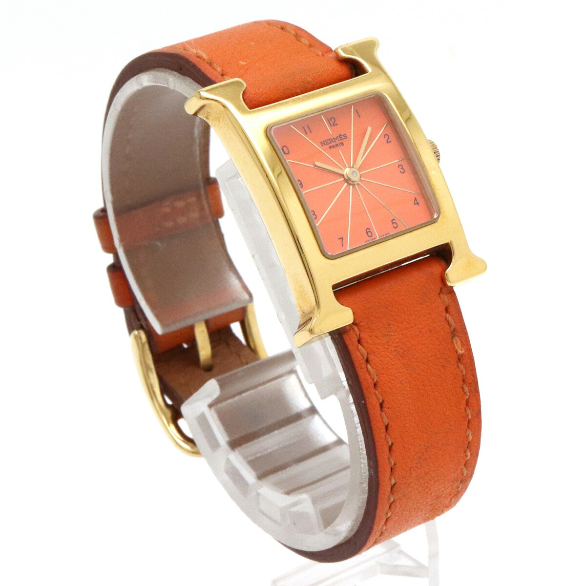 楽天市場】【ウォッチ】HERMES エルメス Hウォッチ オレンジ文字盤 GP