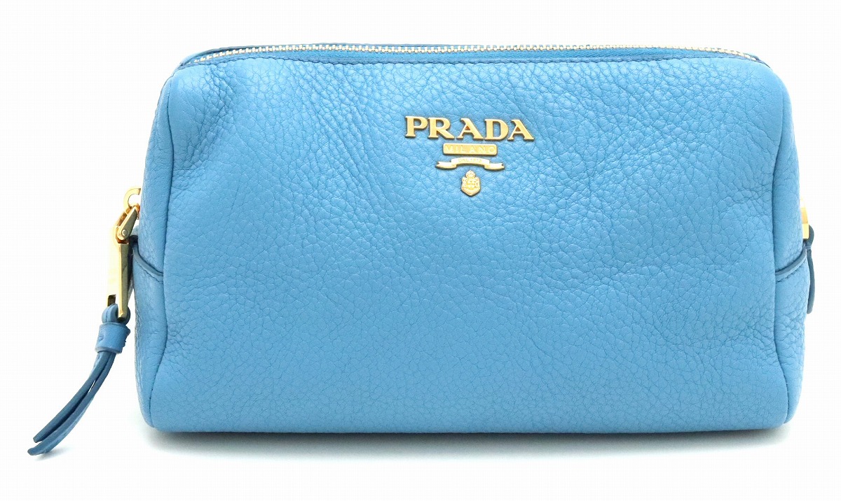 PRADA サテン ポーチ 青 PRADA サテン ポーチ 青