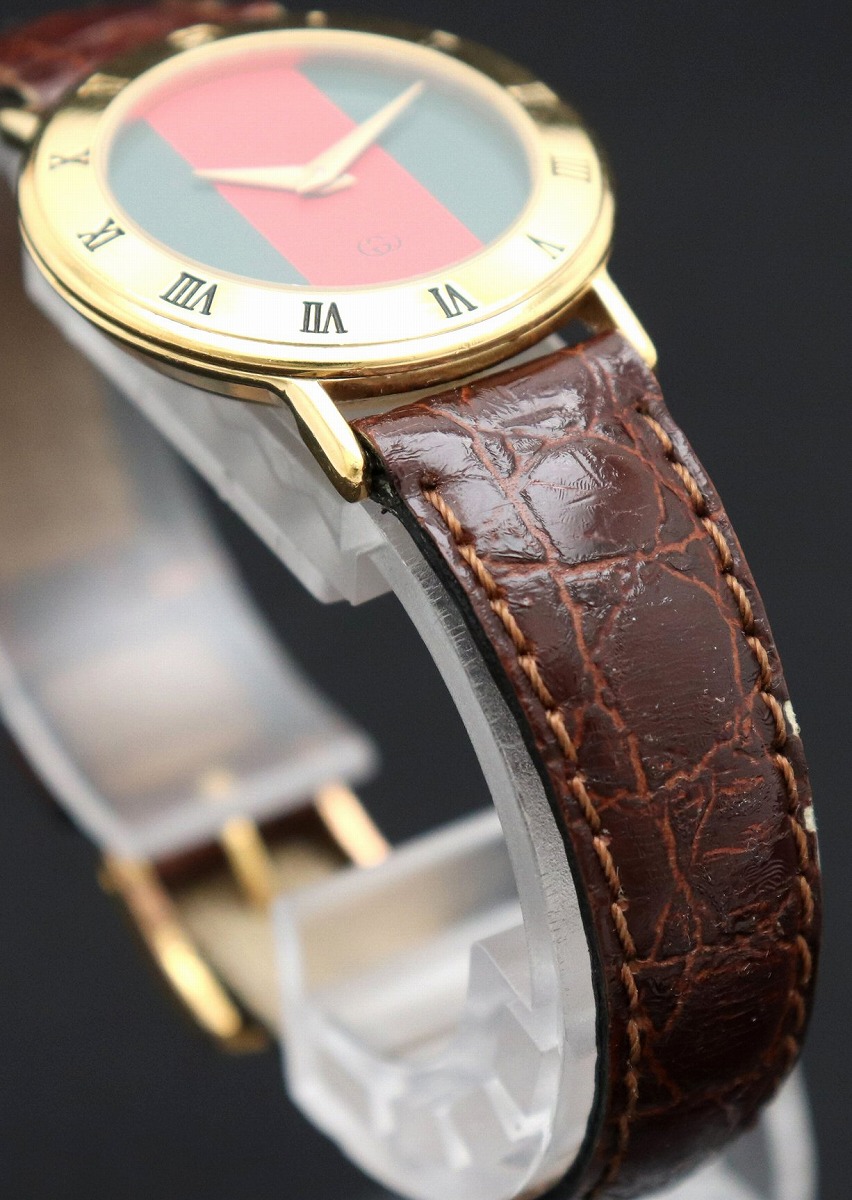 楽天市場】【ウォッチ】GUCCI グッチ シェリーライン文字盤 クロコ革