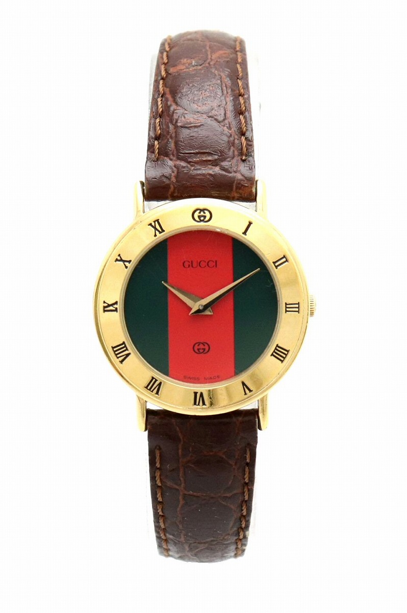 楽天市場】【ウォッチ】GUCCI グッチ シェリーライン文字盤 クロコ革