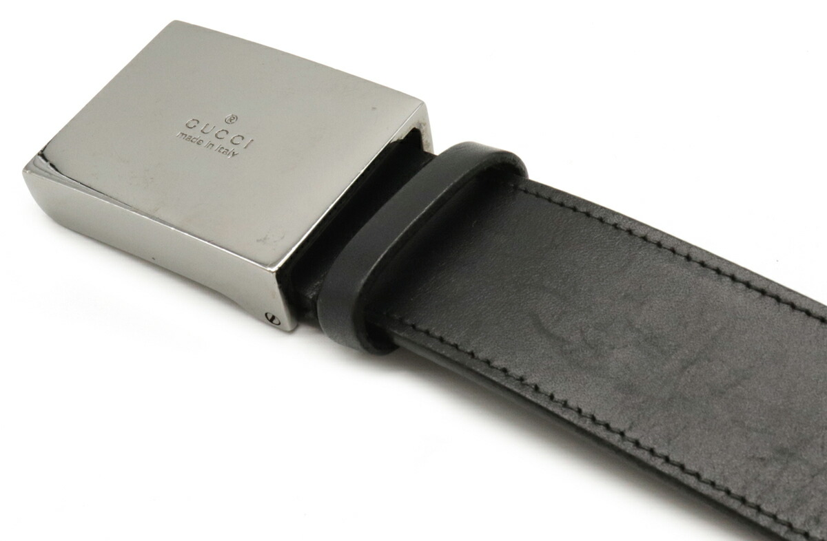 楽天市場】GUCCI グッチ シルバーバックル ベルト レザー ブラック 黒