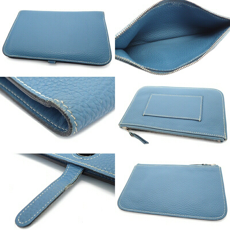 美品】エルメス ドゴン トゴ 折財布 長財布 ライトブルー 797 エルメス