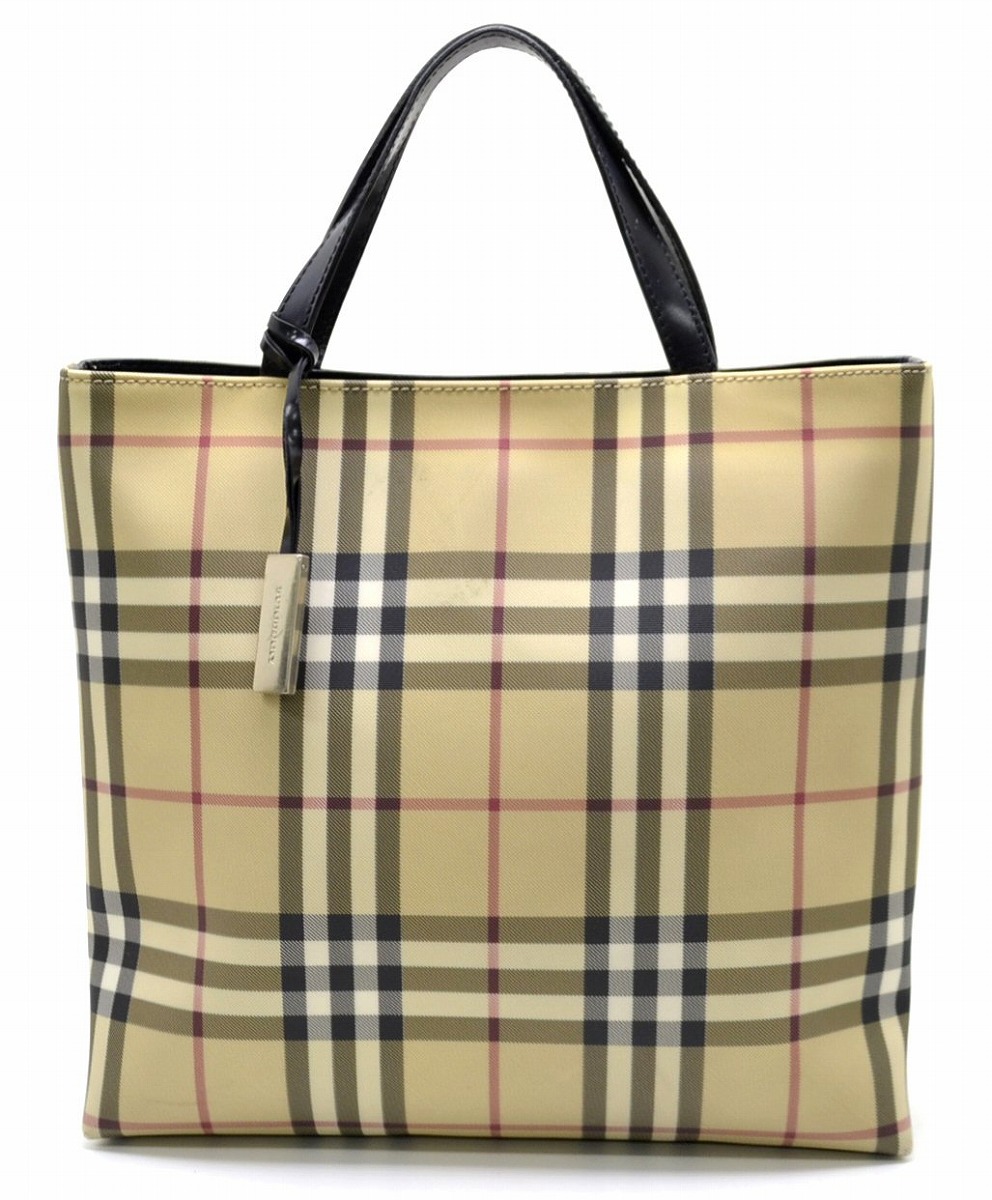 バーバリー トートバッグ 2way ノバチェック タマムシ キャンバス