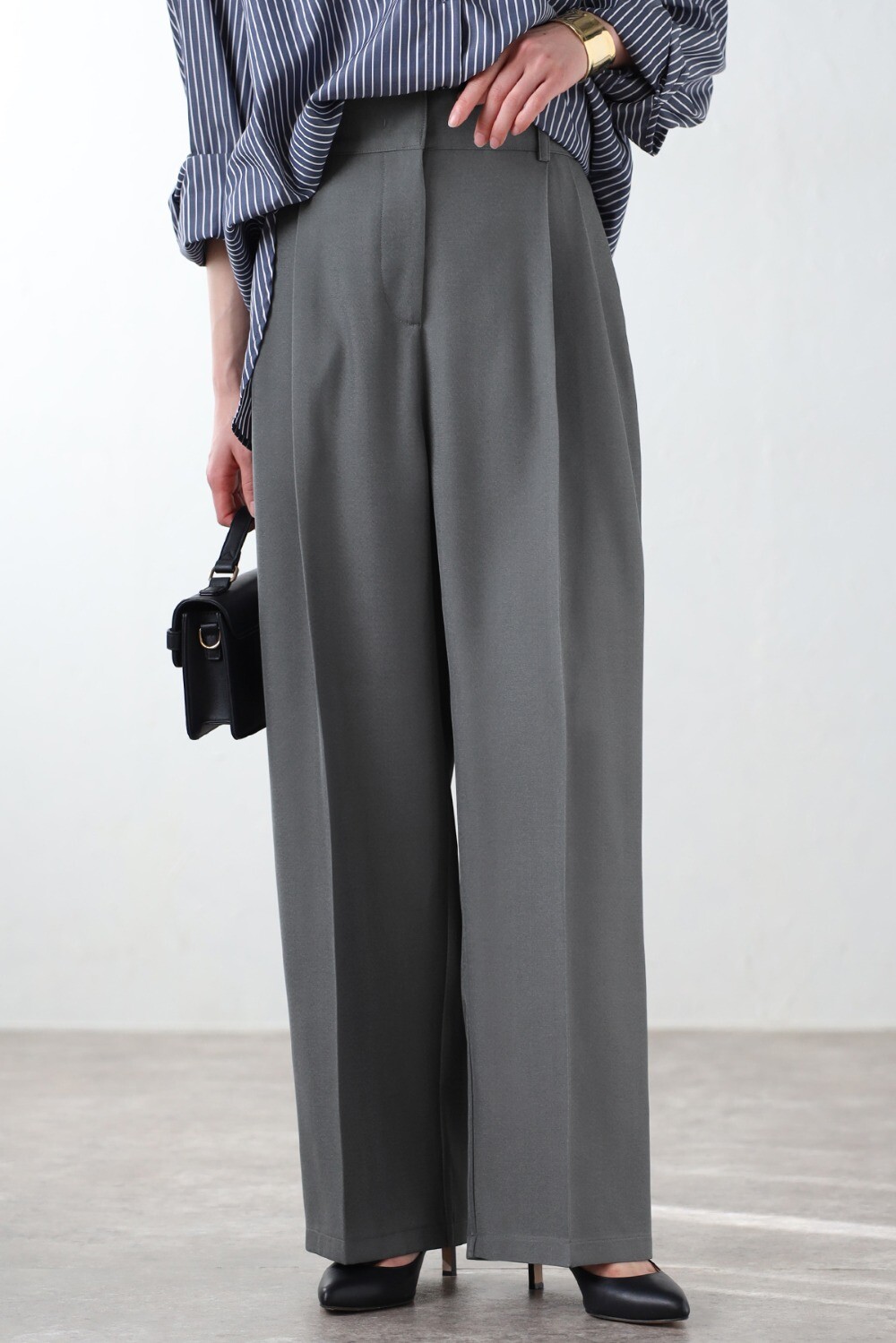 楽天市場】【3サイズ展開】ツータックハイウエストパンツ 88-004427