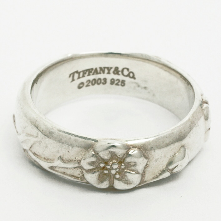 楽天市場】【中古】ティファニー フラワー レリーフ リング シルバー
