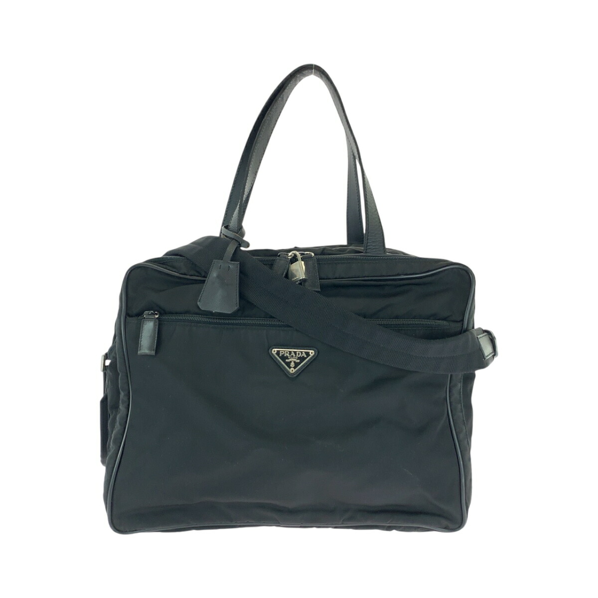 楽天市場】美品 PRADA プラダ テスート 三角ロゴプレート ブラック 黒