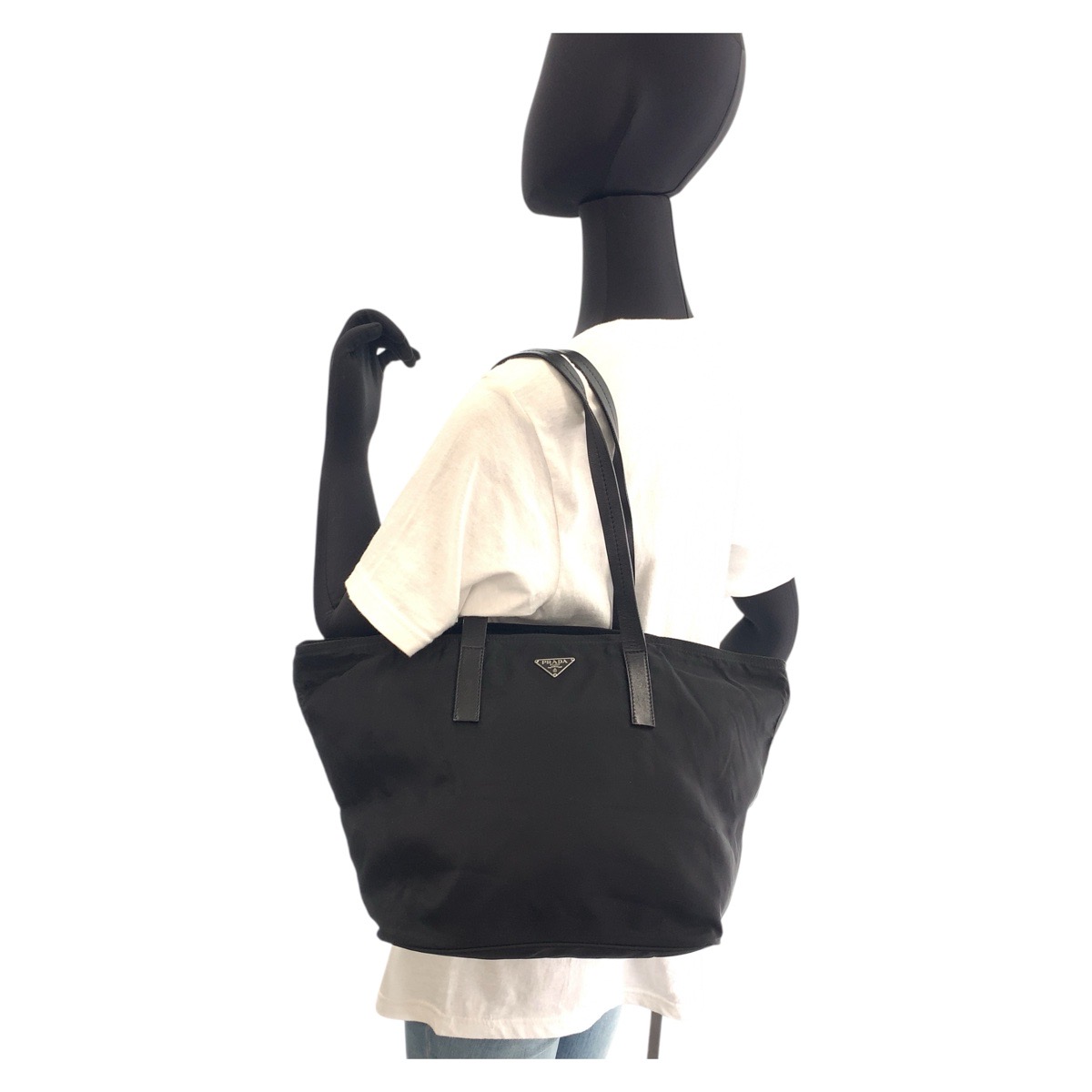 楽天市場】美品 PRADA プラダ テスート 三角ロゴプレート ブラック 黒