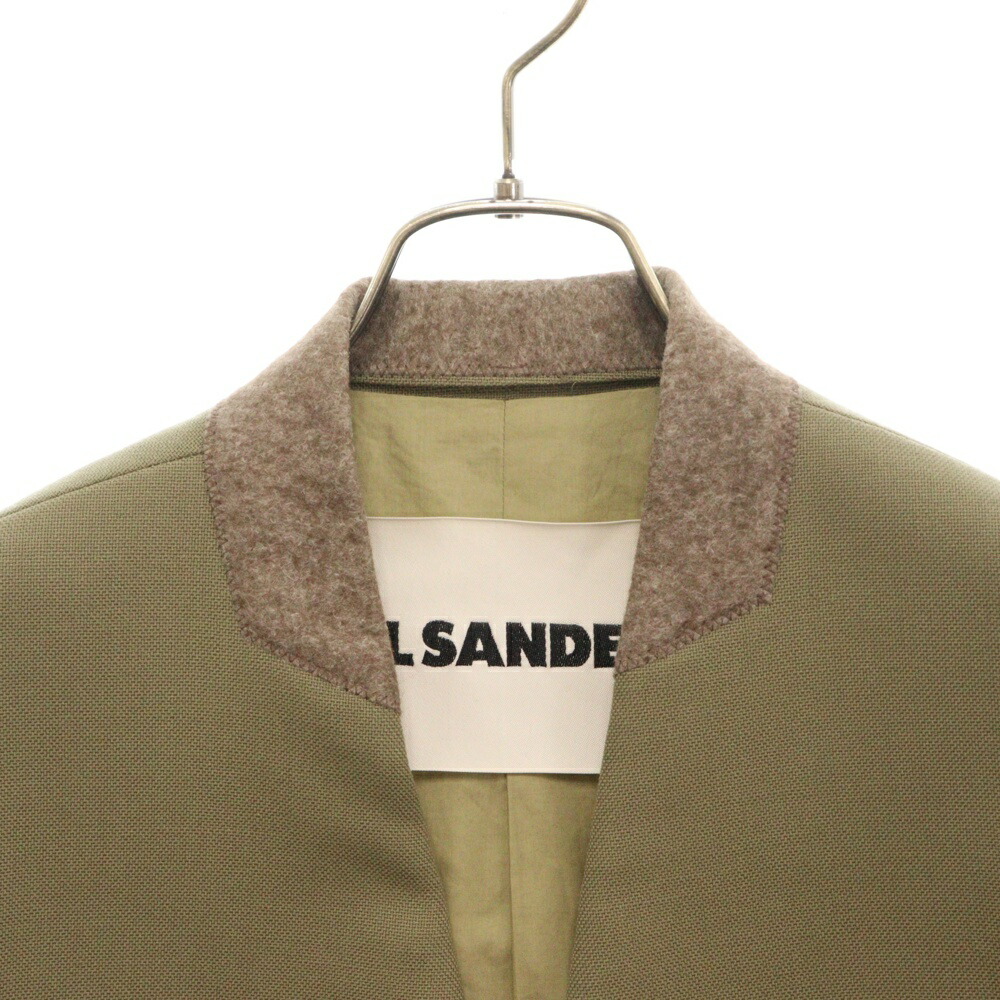 SOPHNET. SOPHNET. SHIRT CARDIGAN カーキ ノーカラーJK SHIRT