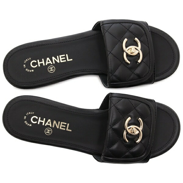 CHANEL/シャネル□ウェッジソール ミュール サンダル ココマーク□黒