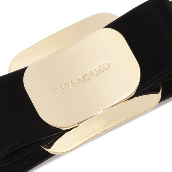 楽天市場】フェラガモ バレッタ ヴァラ ブラック ゴールド レディース