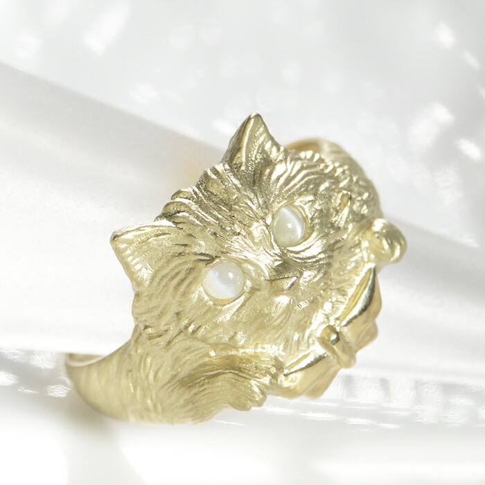 楽天市場】K18YG キャッツアイ キュートなペルシャ猫 リング猫目石 猫