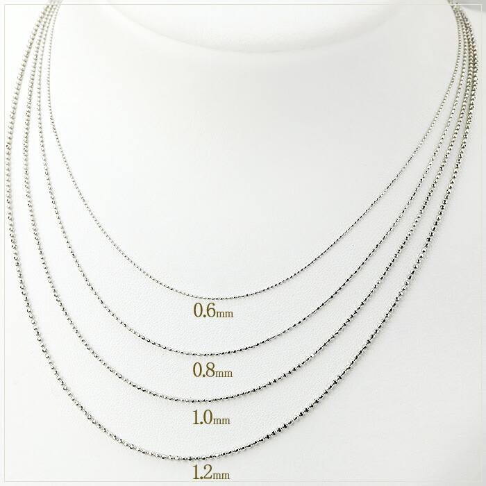 楽天市場】K18WG カットボールチェーン ネックレス(45cm、幅1.2mm