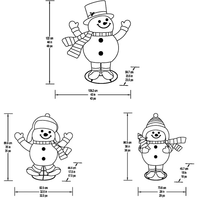 新品】ポップアップ スノーマンファミリー 3体セット LED