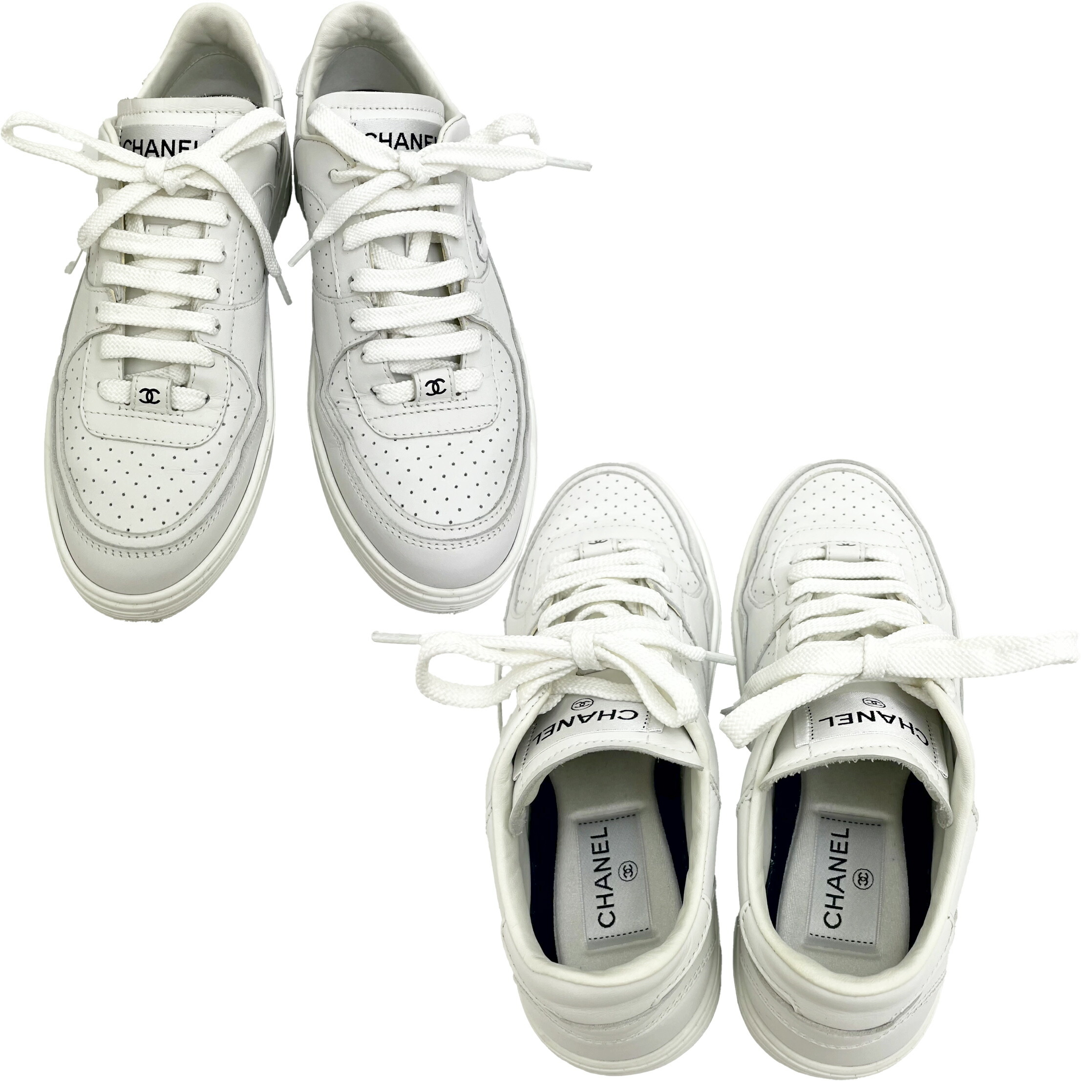 楽天市場】CHANEL シャネル スニーカー G45079 ホワイト カーフ