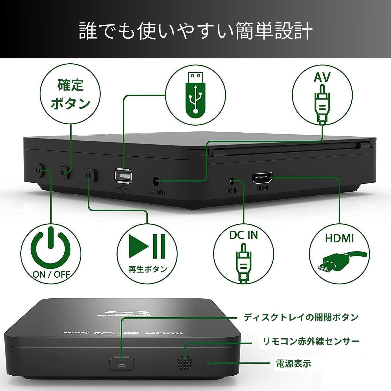 楽天市場】ポータブルブルーレイプレーヤー ブラック/木目調 Blu-ray