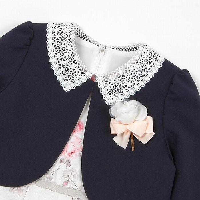 楽天市場】(SALE)petit main （プティマイン）レース衿花柄OP+JKセット