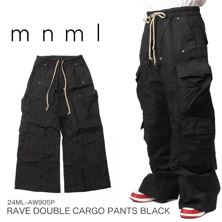 楽天市場】mnml ミニマル RAVE DOUBLE CARGO PANTS BLACK カーゴパンツ