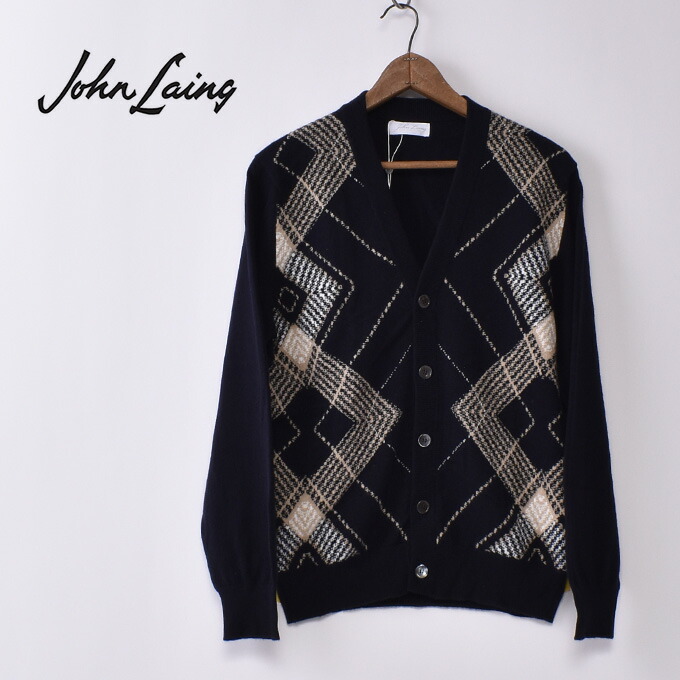 楽天市場】John Laing / Argyle V neck Cardigan / 100% Pure Cashmere