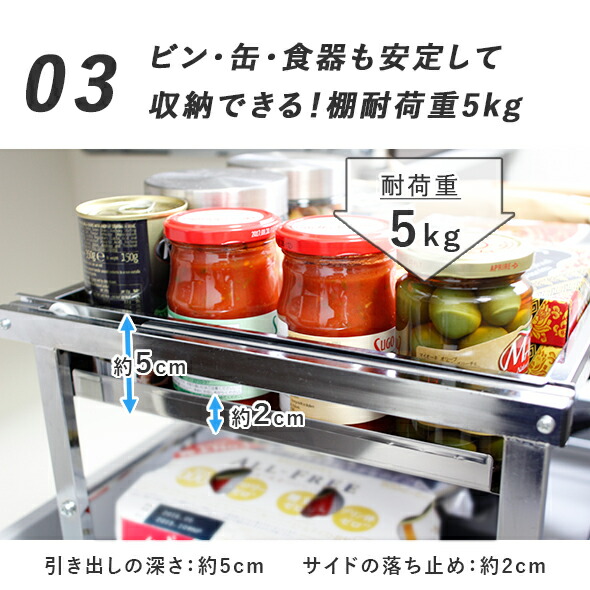 楽天市場】シンク下 引き出し 収納ラック 幅伸縮式 「Lサイズ