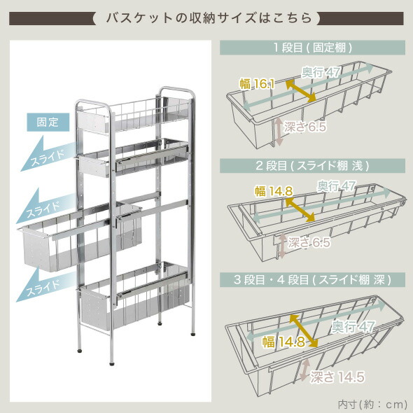 楽天市場】ランドリーサイドラック [ 4段 幅21cm ]ランドリー 洗濯機