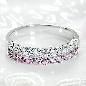 楽天市場】pt900 ピンクサファイア＆ダイヤモンド 二連 エタニティ