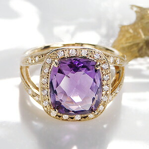 楽天市場】K18YG アメジスト ダイヤモンド リング /【送料無料】【代引
