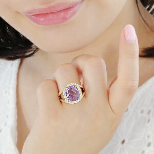 楽天市場】K18YG アメジスト ダイヤモンド リング /【送料無料】【代引