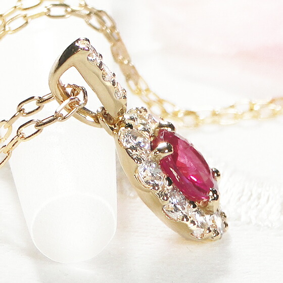 楽天市場】K18YG ルビー オーバル ダイヤモンド ネックレス【送料無料