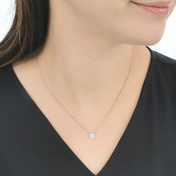 楽天市場】Pt900/K18YG 中石 0.3ct ダイヤモンド 取り巻き ネックレス