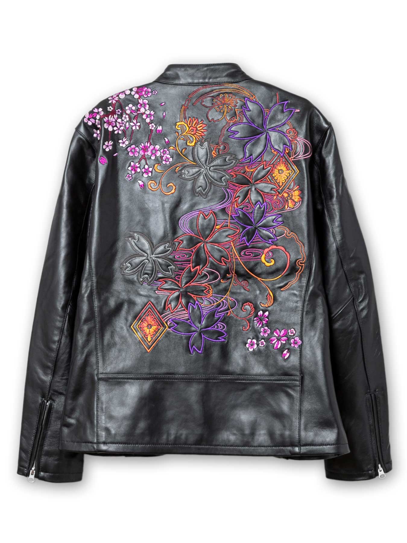 楽天市場】＜送料無料＞【錦】桜流水 総刺繍 レザー ジャケット 限定40