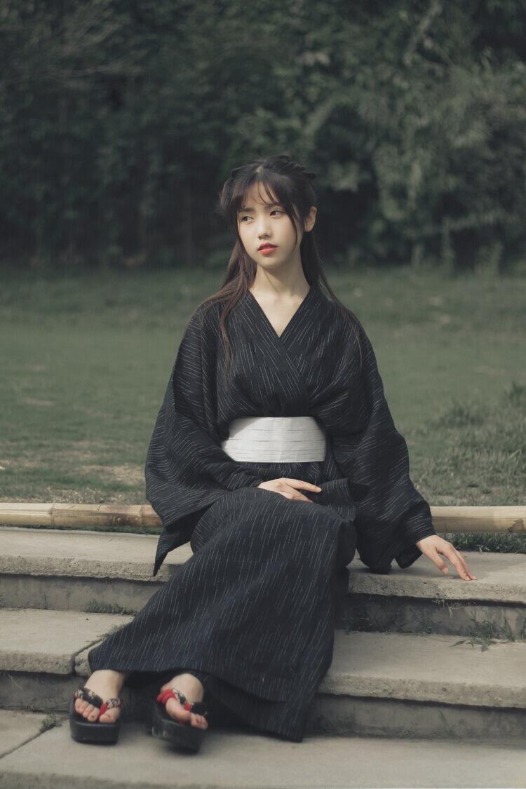 楽天市場】浴衣 レディース 黒 無地 シンプル 2点 セット レディース